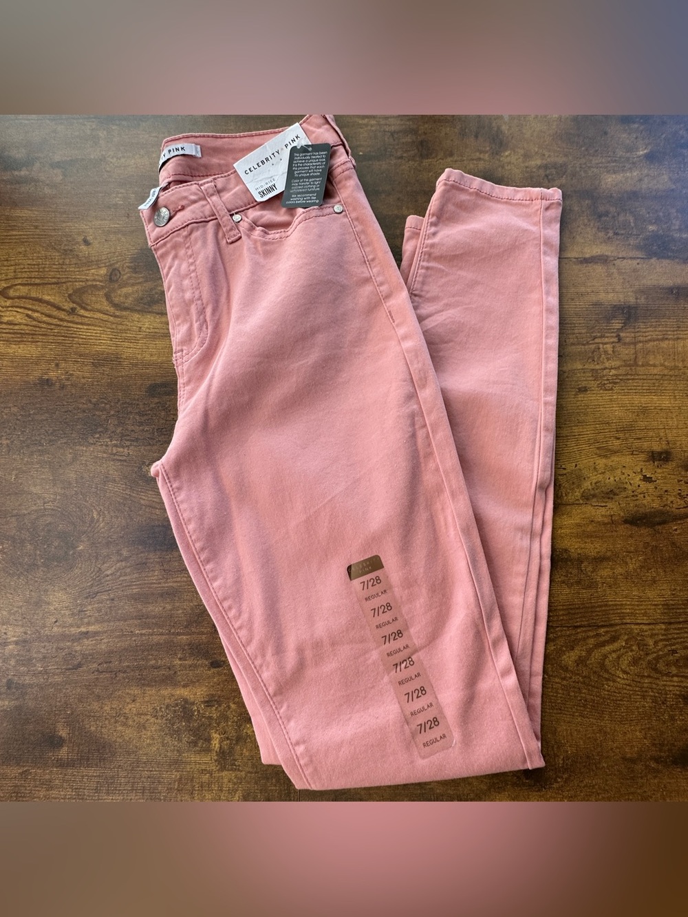 NWT Celebrity Pink Dusty Rose Mid Rise Stretch Skinny Jeans Size 7/28